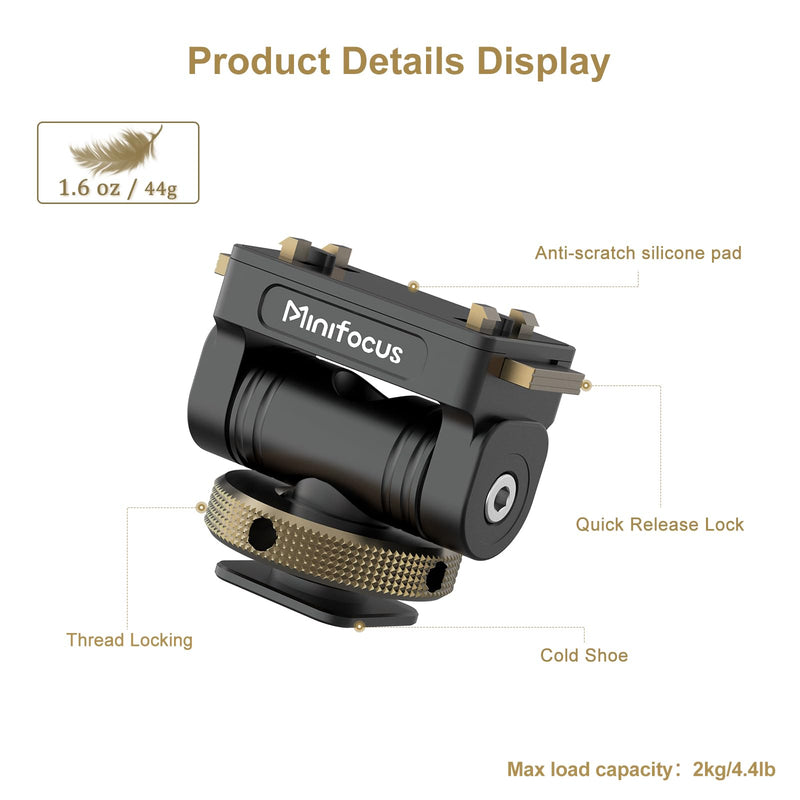 MINIFOCUS Magnetic Cold Shoe Adapter Mount, 360° Rotatable 160° Tilt Action Camera Hot Shoe Mount with 1/4" Screw Hole Compatible with Insta360 Ace Pro/Ace Pro2/X4/X4 Air/X5 V4119