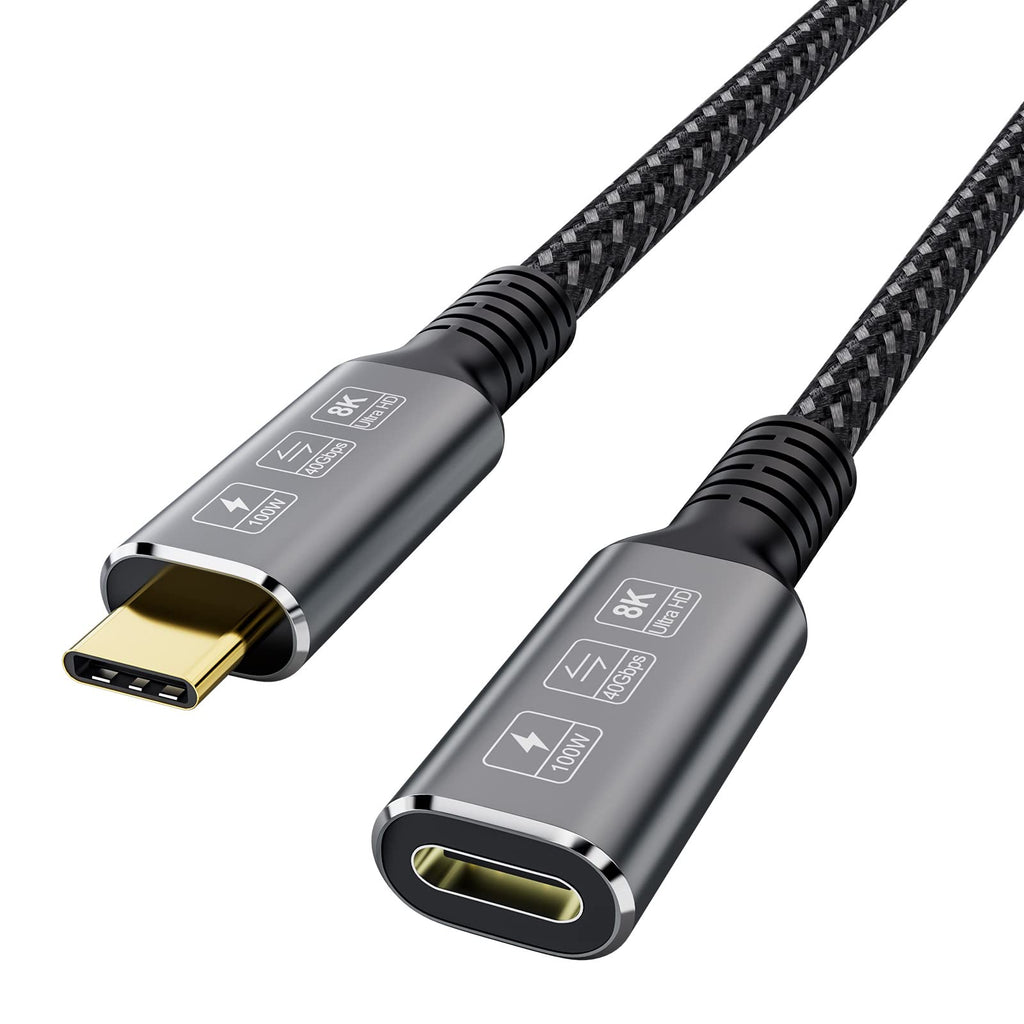 CABLEDECONN USB4 8K Cable 0.8M Thunderbolt 4 Compatible USB 4 Type-c Male to Female Extension Cable Ultra HD 8K@60Hz 100W Charging 40Gbps Data Transfer Compatible with External SSD eGPU USB 4 M/F 0.8M