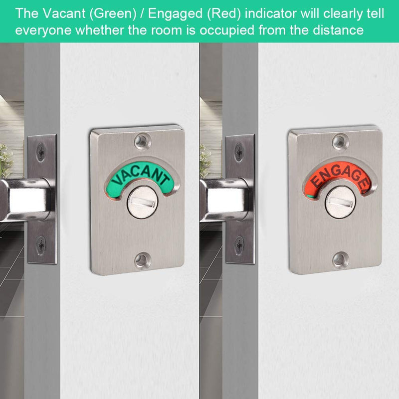 Stainless Steel Bathroom Door Lock with Occupied Vacant Indicator – Toilet Door Lock for Home Office Restroom, Heavy Duty Privacy Lock Hardware