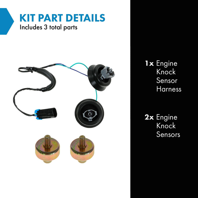 TRQ Knock Sensor with Harness Pair Kit Set for Chevy GMC Silverado Sierra Cadillac ESA12267