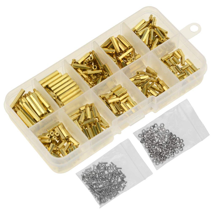 600pcs M2 Brass & Stainless Steel Standoffs, Screws & Nuts Assortment Kit for Electronics Projects
