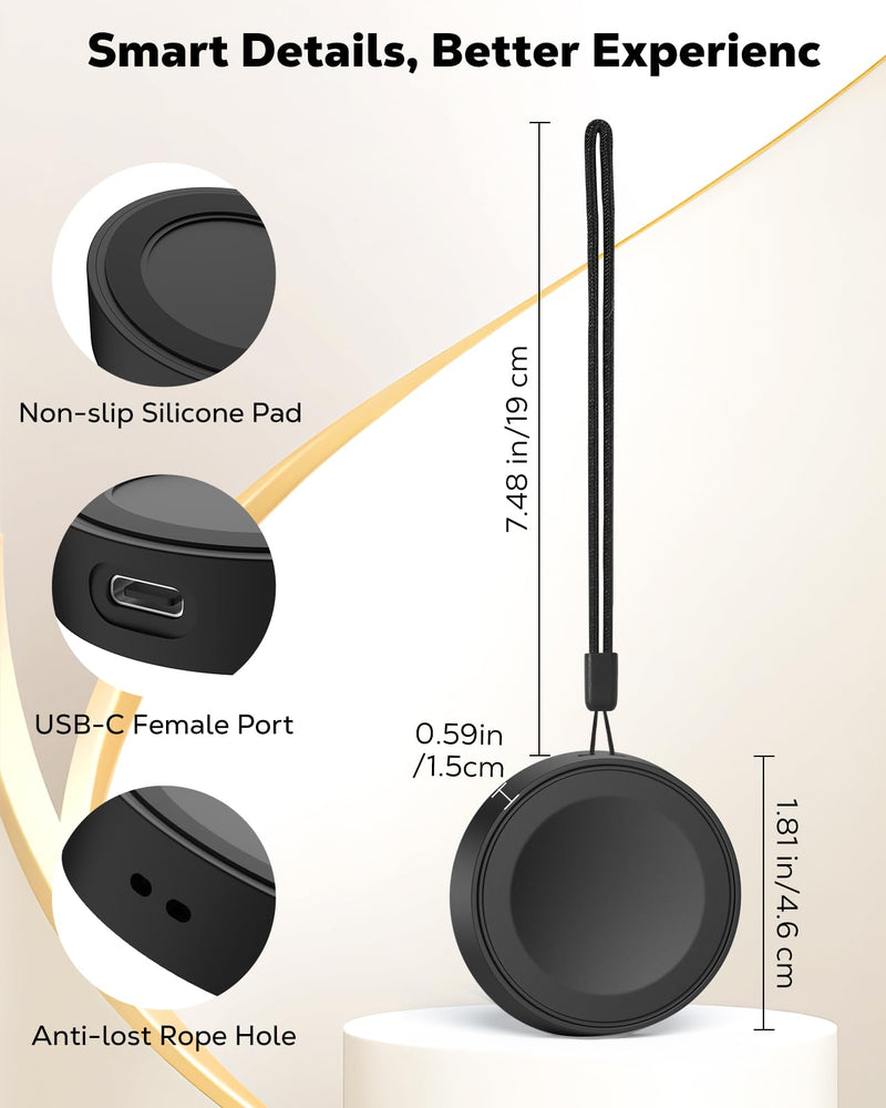 Magnetic USB-C Charger Compatible with Samsung Galaxy Watch, Black | Charging Stand for Galaxy Watch Ultra 8 7 6 5 4 3 FE Active. Compact design for convenient home, office and travel charging.