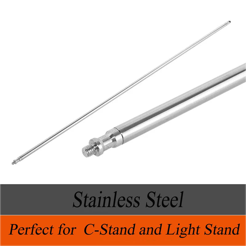 50 inch/128cm Extension Crossbar Boom Arm, Stainless Steel Holding Grip Arm with 1/4" & 3/8" Interfaces Thread for Heavy Duty C Stand, Light Stand and Other Equipment for Studio Photography