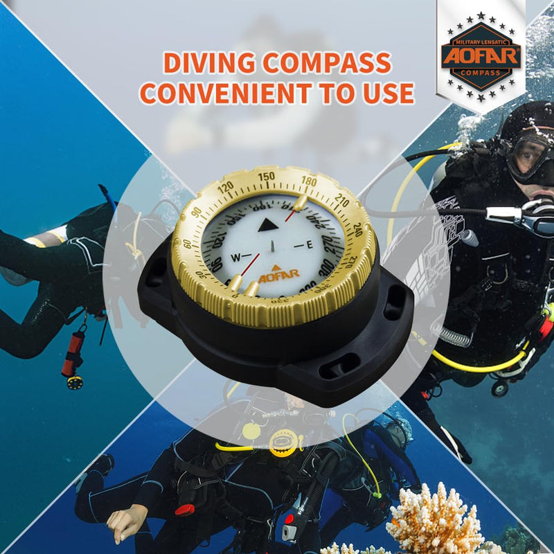 AOFAR Dive Compass AF-Q60B Waterproof, Durable, Compact. Drawstring Style Compass for Sailing, Diving, Drawstring Style