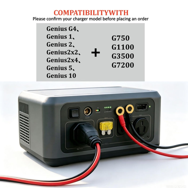Suitable for Accessories of NOCO Battery Charger, GC008 X-Connect M10 (3/8 inch) XL Hole Terminal Connector, Replacement Wire Harness, smart Battery trickle Charger Cable, Equipped with 20A Fuse 1