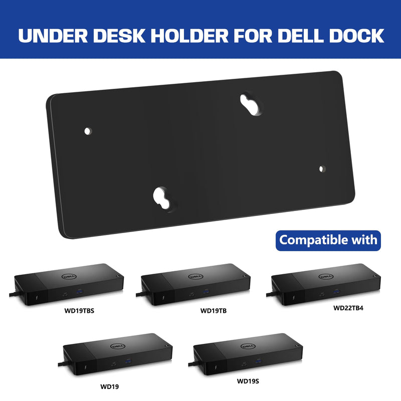 Under Desk Mount for Dell WD19 / WD19S / WD19TBS / WD19TB / WD22TB4 Dock + Power Bricks (for 180W and 130W), Docking Station & Power Bricks Holder Black