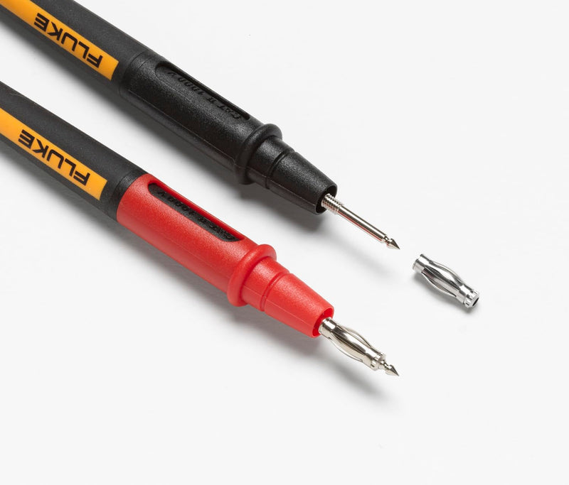 Fluke TL175E TwistGuard Double Insulated Silicone Test Lead Set with Removable 4mm Lantern Tips, 2mm Diameter Probe Tips 56.5"