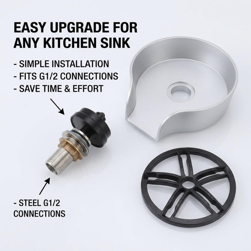Automatic Glass Rinser for Kitchen Sink, Stainless Steel Cup Washer with G1/2 Thread, Professional Corrosion-Resistant Pressure Glass Washer, ABS Plastic Base Silver