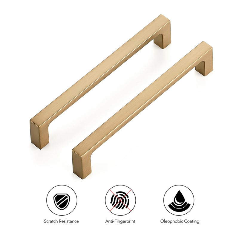 Ravinte 10 Pack Solid 5 Inch Square Cabinet Handles Champagne Bronze Cabinet Pulls Drawer Pulls Kitchen Cabinet Hardware Kitchen Handles 5 Inch Hole