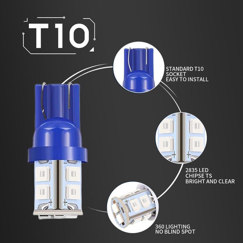 Pack-24 Car LED Bulb Kit Set, T10 31 mm 42 mm Interior Car Lights Bulbs Dome Light, Festoon Bulbs LED Replacement Bulbs for Car Dome Map Door Courtesy License Plate Lights (Blue) 24 PCS Blue