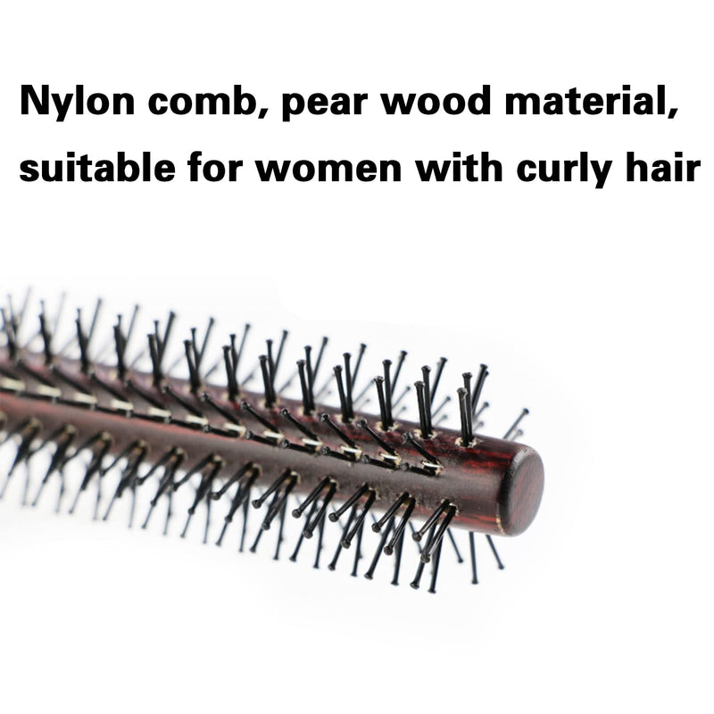  [AUSTRALIA] - 1 Piece Small Round Nylon Bristle Quiff Roller Hair Brush,Hair Brush,21cm | Beard Brush,Round Hair Brush,Small Mini Round Hair Comb,for Men Women,Curls,Men's Short,Bangs & Beard brown