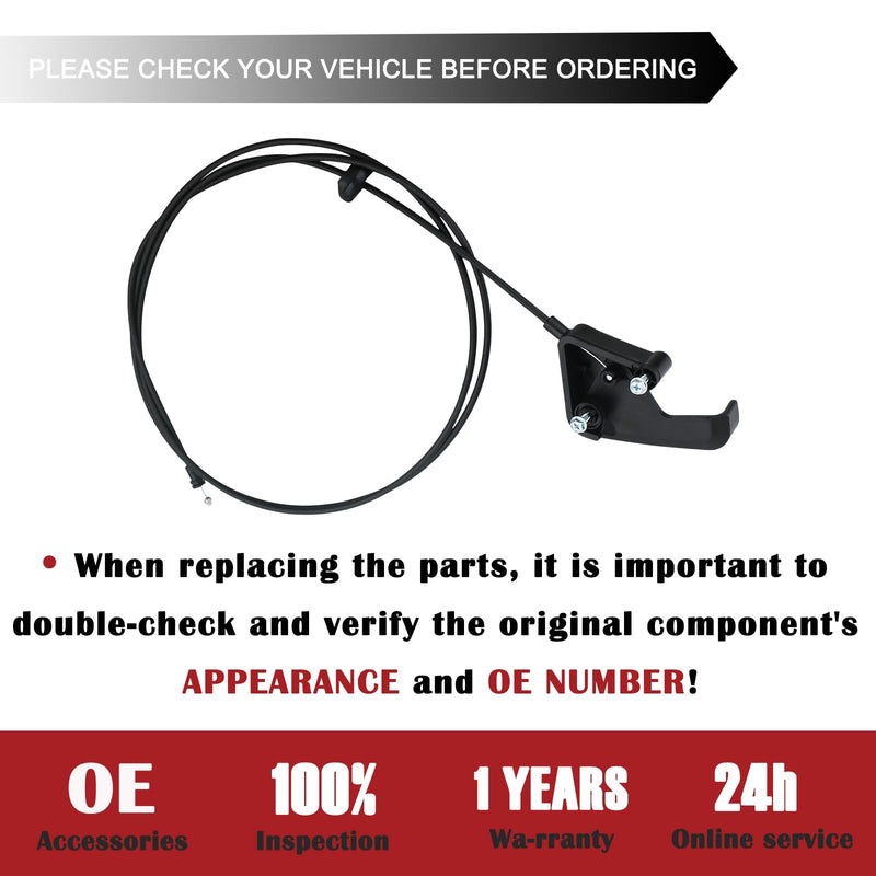 TQPONLY 912-086 Hood Release Cable & Pull Handle Compatible with 1994-2005 Dodge Ram 1500 2500 3500 Pickup Truck Replaces 55076343 55075422 55275849AA