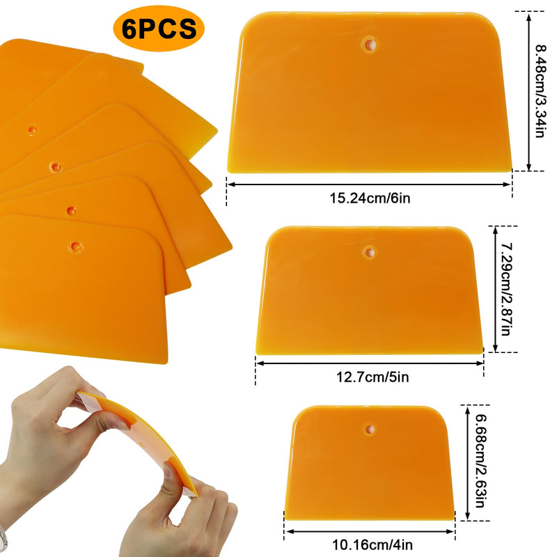 Body Filler Spreaders, 6PCS Plastic Spreader,4, 5, 6 Inch Reusable Automotive Body Fillers Hard for Applying Fillers, Putties, Glazes, Caulks and Paint
