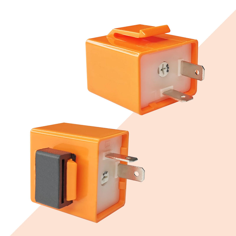 2Pcs 2-Pin 12V Speed Adjustable LED Electronic Flasher Relay Fix Motorcycle Turn Signal Hyper Flash Adjustable Motorcycle LED Turn Signal Hyper Indicator Flasher Relay Replacement
