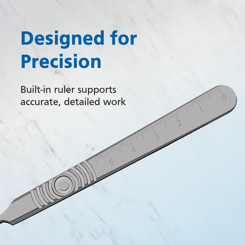 Swann Morton Scalpel Handle No. 3 - Stainless Steel, Fits Blades 10, 10A, 10R, 11, 12, 14, 15, & 15A, Esthetician Tools to Dermaplane, Surgical Knife Handle, Medical Grade Precision Instrument | For Blades 10, 10a, 11, 12, 15, 15a