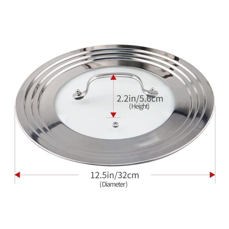 Stainless Steel Universal Lid for Pots, Pans and Skillets-Fits 7" to 12" Replacement Frying Pan Cover and Cast Iron Skillet Lid
