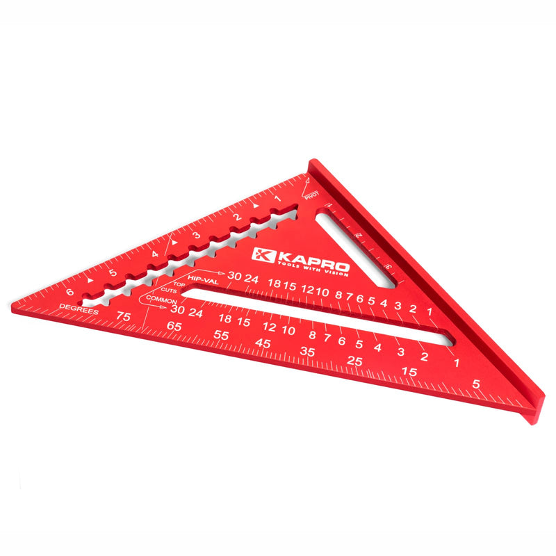 Kapro - 446 High Definition Anodized Rafter Square - Resists Wear and Corrosion - Features Conversion Table and Protractor - Lightweight & Compact Profile - 12 Inch 12" Hi-Def Square