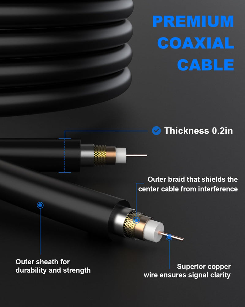 TV Antenna Indoor, Digital Amplified Indoor HDTV Antenna, 1080p VHF UHF Television Local Channels Detachable Signal Amplifier and 16.5ft Long Coax Cable Black