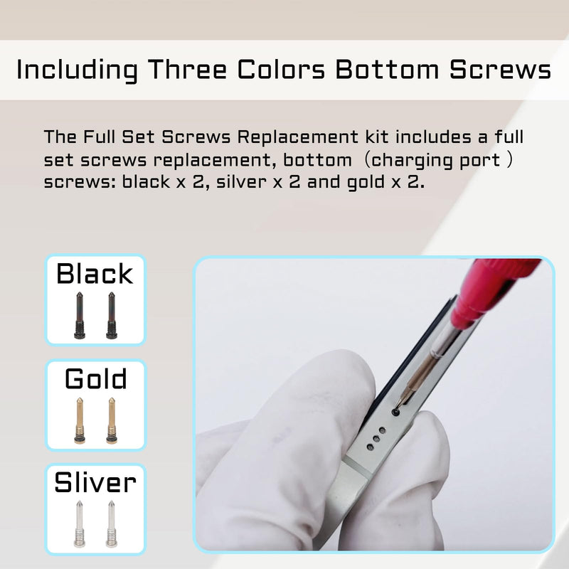 for iPhone XR Complete Full Screw Sets Replacement for iPhoneXR with Pentalobe Screw Color Repair Kit 4 Screwdrivers for A1984 A2105 A2106 A2108