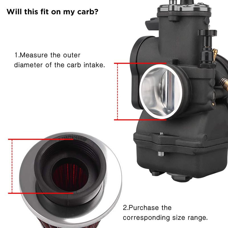 Evermotor 37mm 38mm 39mm Carburetor Cleaner Air Filter Fit in 50cc 70cc 90cc 110cc 125cc 150cc Mini Bike,Dirt Bike,GY6,Moped,ATV,SSR,TTR 37/38/39mm Black