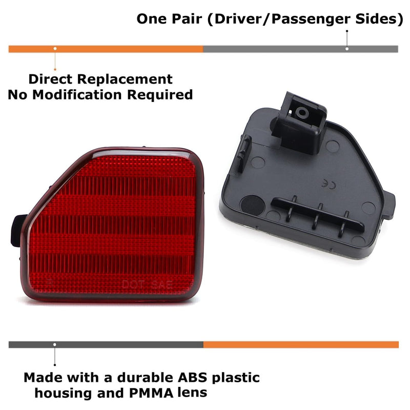 iJDMTOY OE-Spec Dark Red Lens Rear Bumper Reflector Lenses Compatible With Jeep 2018-up Wrangler JL Sahara Rubicon MOAB Trims ONLY, OE-Spec LH RH Assembly