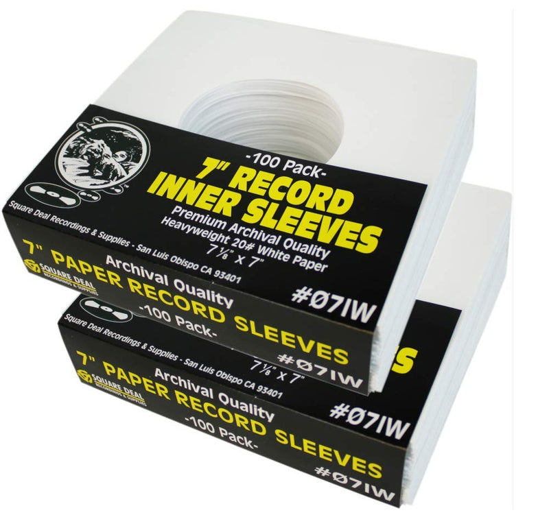 (200) Archival Quality Acid-Free Heavyweight Paper Inner Sleeves for 7" Vinyl Records #07IW 200