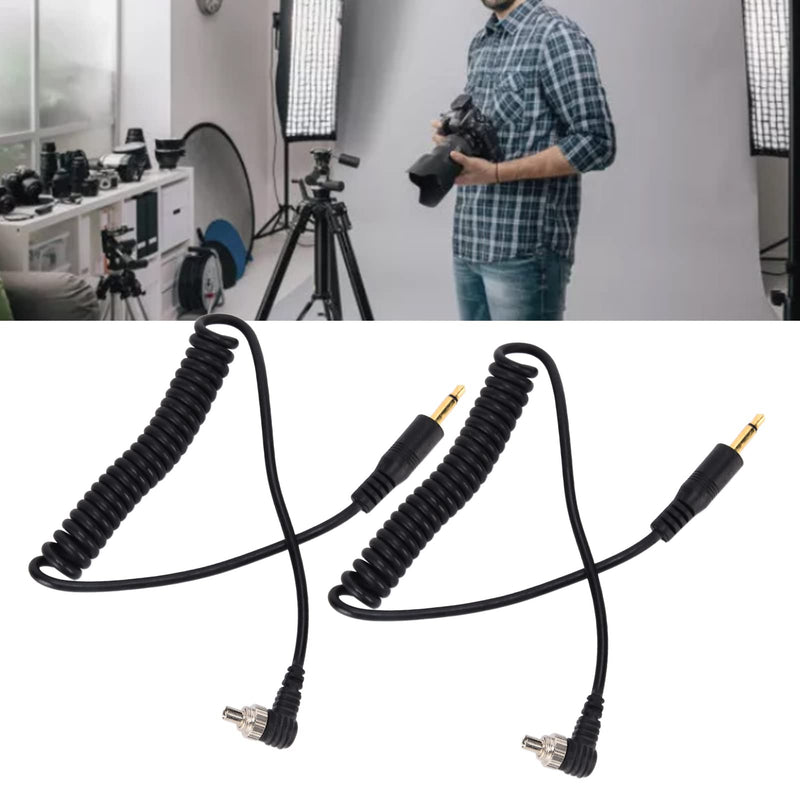 Acouto Camera Flash Cable 2pcs Universal 3.5mm to Male Flash PC Sync Cable Coiled Cord with Screw Lock Male Flash PC Sync Cable for Digital Cameras Approx. 30-80cm / 11.8-31.5in