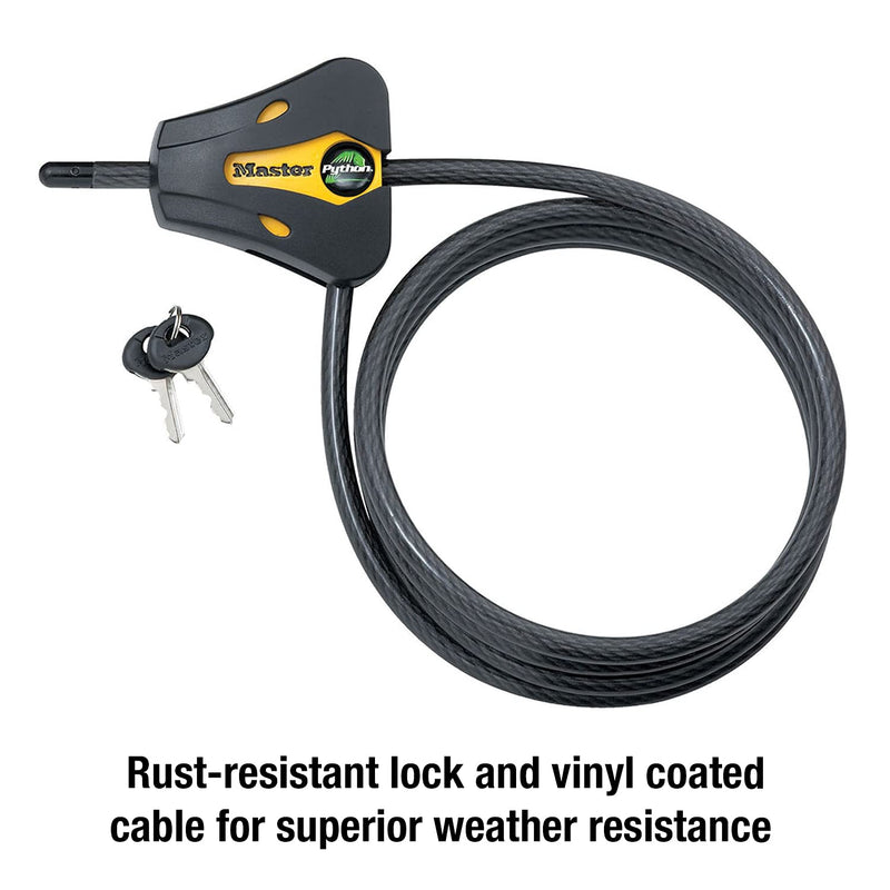 Master Lock 8419DPF Python Cable Lock with Key, 1 Pack 6' x 5/16" diameter