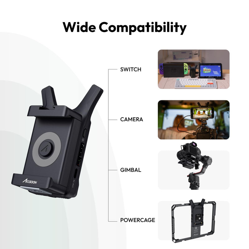 Accsoon CineView Nano Wireless Video Transmission System, 500ft Range, 0.06s Latency, 1080P/60 HD Video, 4 Devices Monitoring, 2-Way Power Supply HDMI Nano