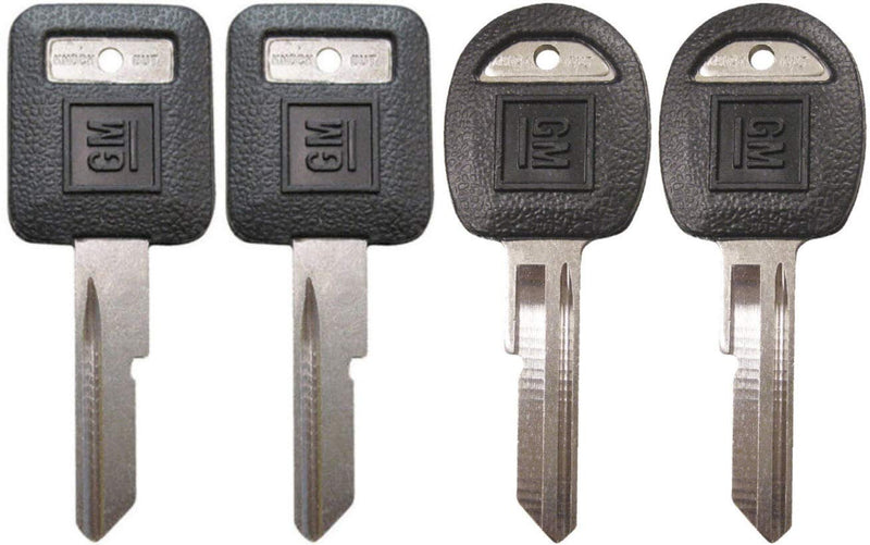 Strattec 4 Keys Set - New GM Logo OEM'E' Ignition +'H' Doors/Trunk Key Blanks Uncut 595198 + 595311 Fits Select GM Vehicles