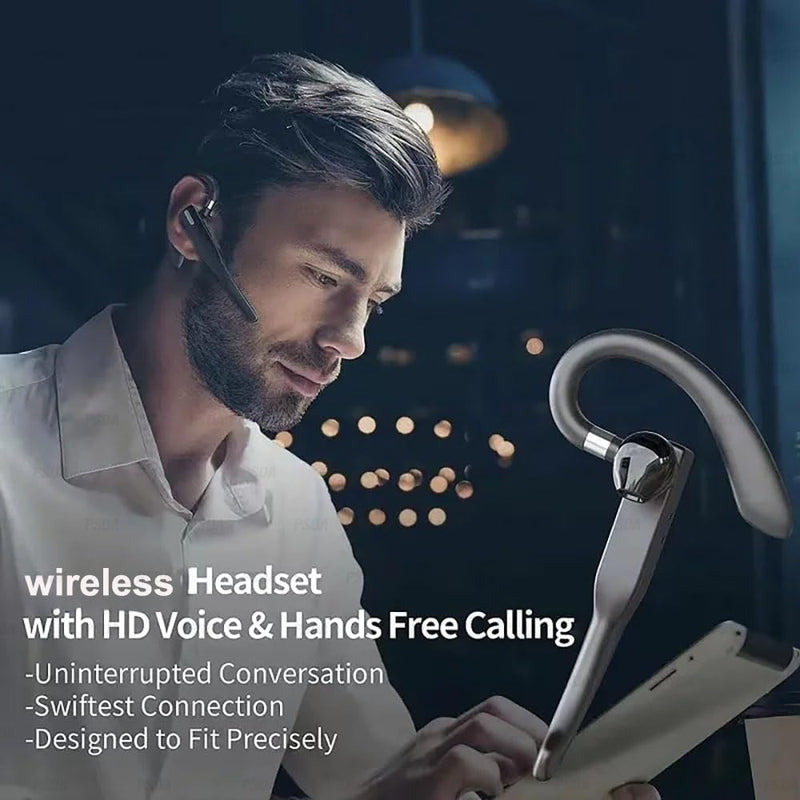 Bluetooth 5.3 Single‑Ear Headset with ENC Microphone & IPX7 Waterproof – 50 Hour Battery (8 h + Charging Case), Hands‑Free Wireless Earpiece for Driving, Office & PC