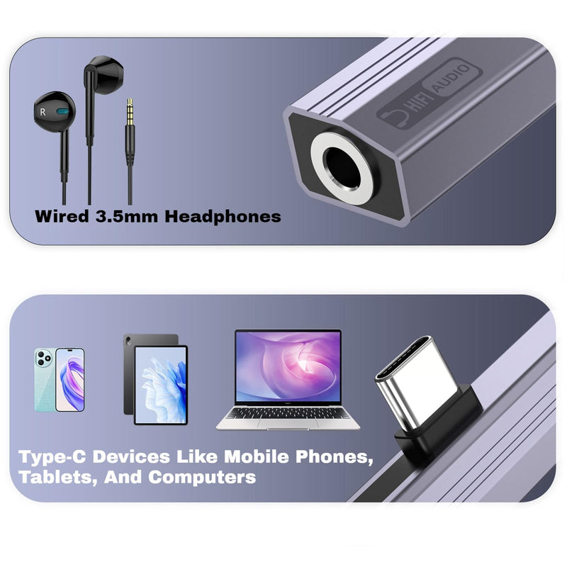 2 Pack USB C to 3.5mm Audio Adapter 2-in-1 HiFi DAC 100W PD Fast Charging Headphone Jack Widely Compatible for iPhone 15/15 Pro, iPad Pro, Samsung Galaxy, Gaming, Car Aux Gray
