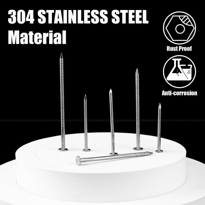 Tandefio 2 Pound Box Siding Nails Roofing Tile and Slating Rust Resistant 304 Stainless Steel Hardware Nails for Redwood Cedar Wood Siding Nail Decking Roof Slating(1-3/4 Inch,Sliver) 1-3/4 Inch Sliver