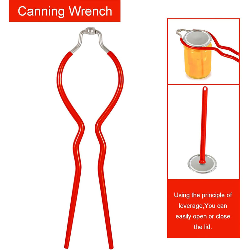 7 Pieces Canning Supplies Kit, Red | Stainless Steel Canning Tools Set, Includes Steamer Rack, Funnel, Jar Lifter, Wrench, Tongs, Lid Lifter, Bubble Remover