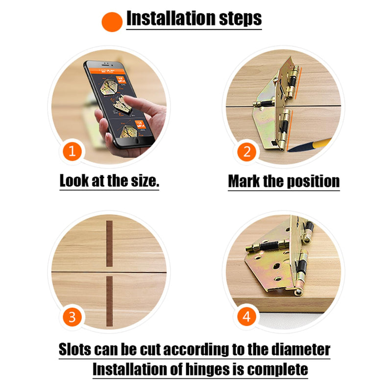 4Pcs Drop Leaf Table Support Folding Table Hinge 180°Folding Cross Spring Hinges with Mounting Screws