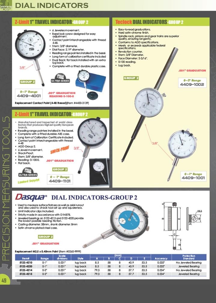 Pro Series by HHIP 4400-1101 Metric Dial Indicator, .01 mm Graduation, 0-10 mm 0-10MM Range