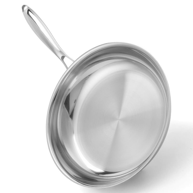 Ranbomer Stainless Steel Pan，Non-Toxic PFAS, PFOA & PTFE Free, Compatible With All Cooktops & Induction Safe, Oven Safe Pan for Searing & Sautéing, Long Lasting Cookware. (12 Inch)