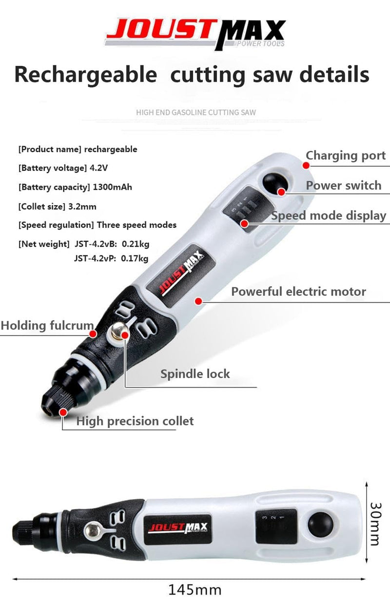 Rechargeable High-Speed Rotary Tool for Windshield Repair – Cordless Variable-Speed Glass Drill Motor with Long-Life Bit