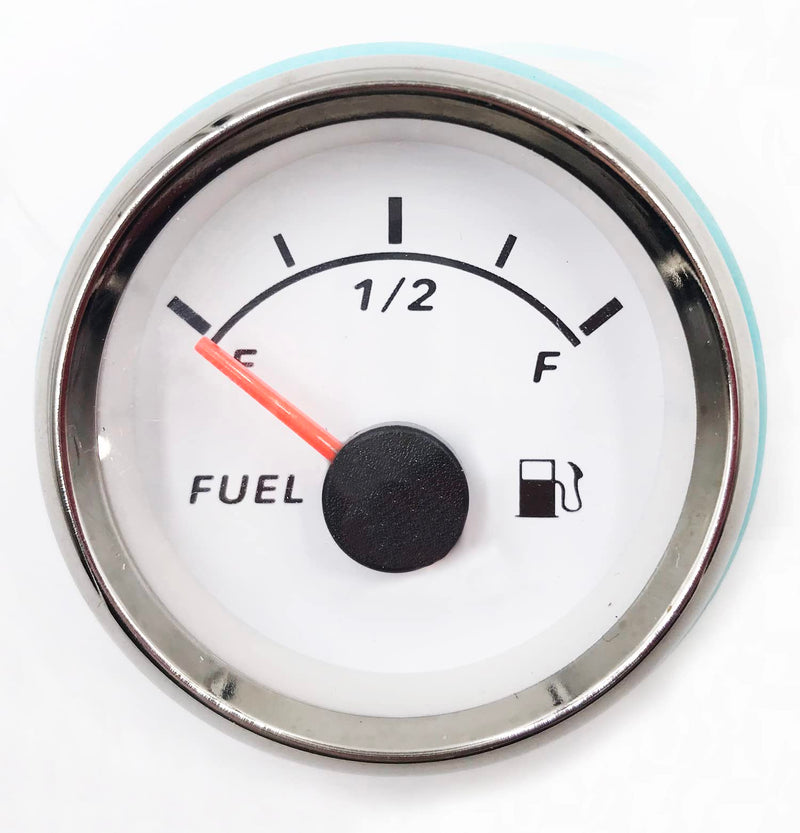 2" Digital Fuel Level Gauge Meter 240-33ohm Red Color Background Light 52mm 12V/24V with Gauge Mount White 240-33 ohm