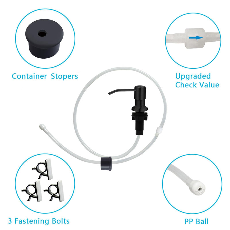 Kitchen Sink Soap Dispenser, Under Sink Soap Dispenser Pump, Good Suction Pwer, 47" Extension Tube Connect to The Soap Contaner Directly, Say Goodbye to Frequent Refills (Black) Black