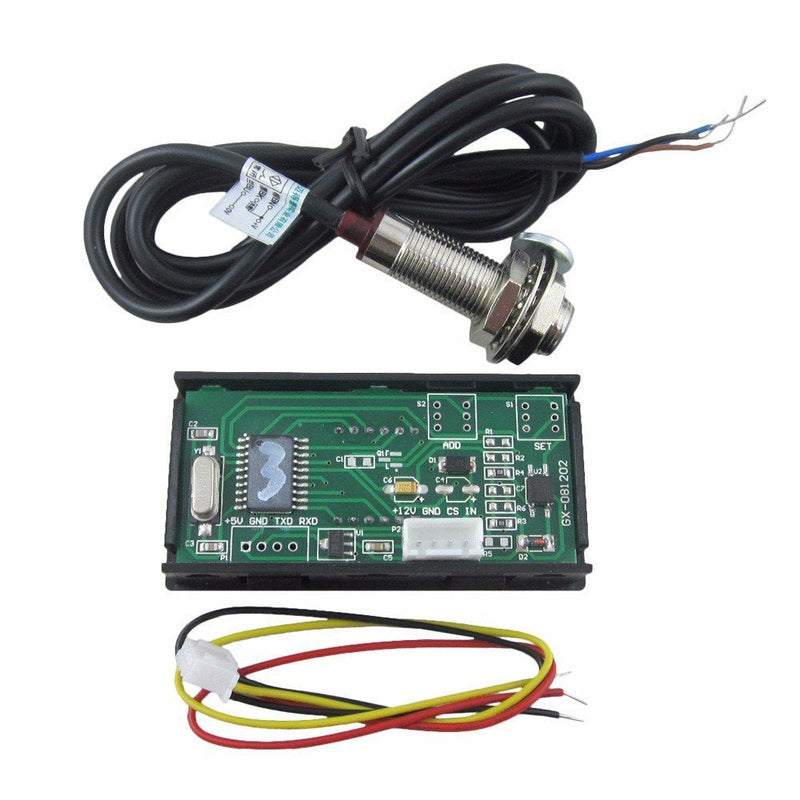 DIGITEN 4 Digital Green LED Tachometer RPM Speed Meter + Hall Proximity Switch Magnet Sensor NPN for Lathe Conveyor Belt