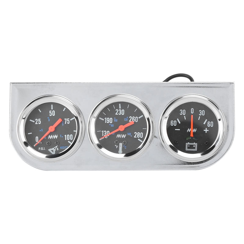 Triple Gauge Set Universal 3in1 Water Temp Oil Pressure AMP Meter for Car Boat Truck