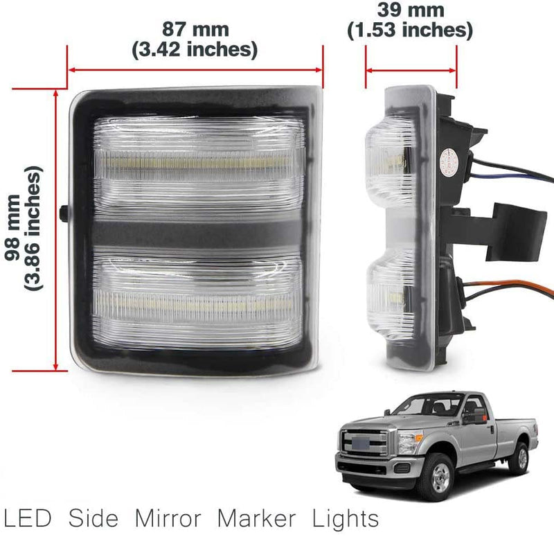 Led Side Mirror Marker Lamp For Ford F250 F350 F450 F550 2008 2009 2010 2011 2012 2013 2014 2015 2016 Super Duty Switchback White Led Driving Parking Light Amber Led Turn Signal Light Smoke Lens clear lens