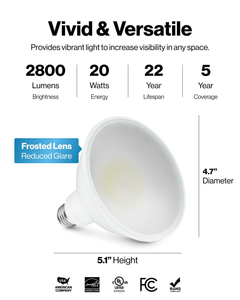 Sunco PAR38 LED Outdoor Flood Light Bulb, Ultra Bright, 2800 LM, 20W (250W Equivalent), 5000K Daylight, Dimmable, E26 Medium Base, for Security Garage Yard Driveway, UL 2 Pack