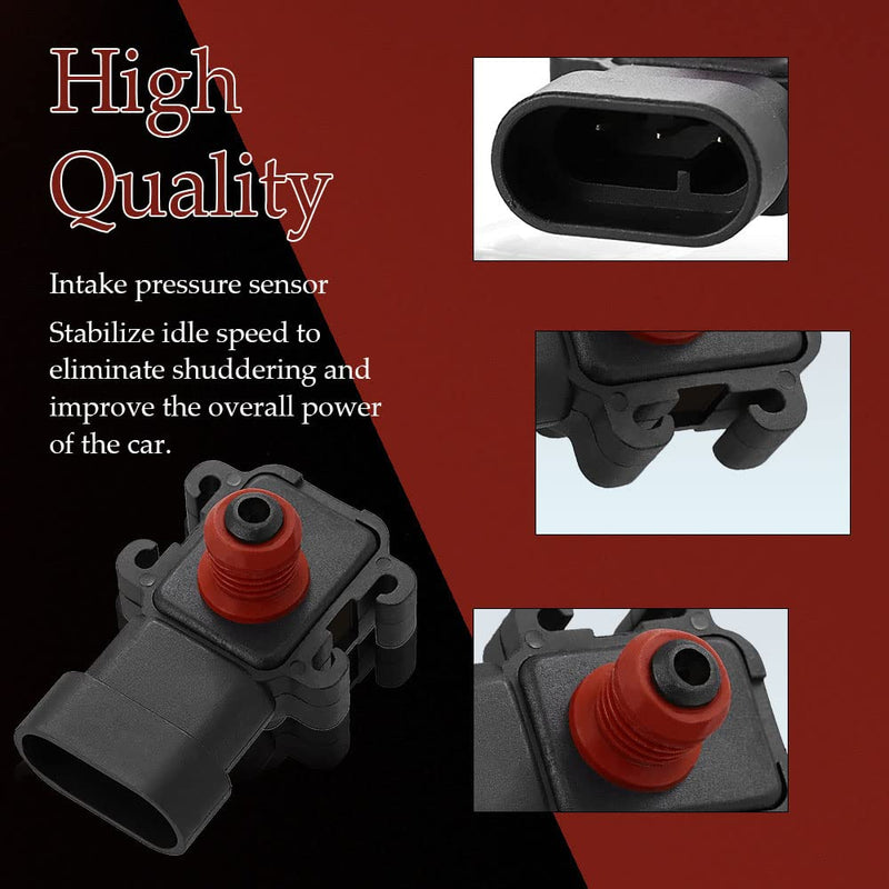 Manifold Absolute Pressure Map Sensor, 09359409, 12614973, 16235939, 16187556, 30889795 Map Sensor Compatible with Chevy Buick Cadillac GMC GM Saturn Oldsmobile