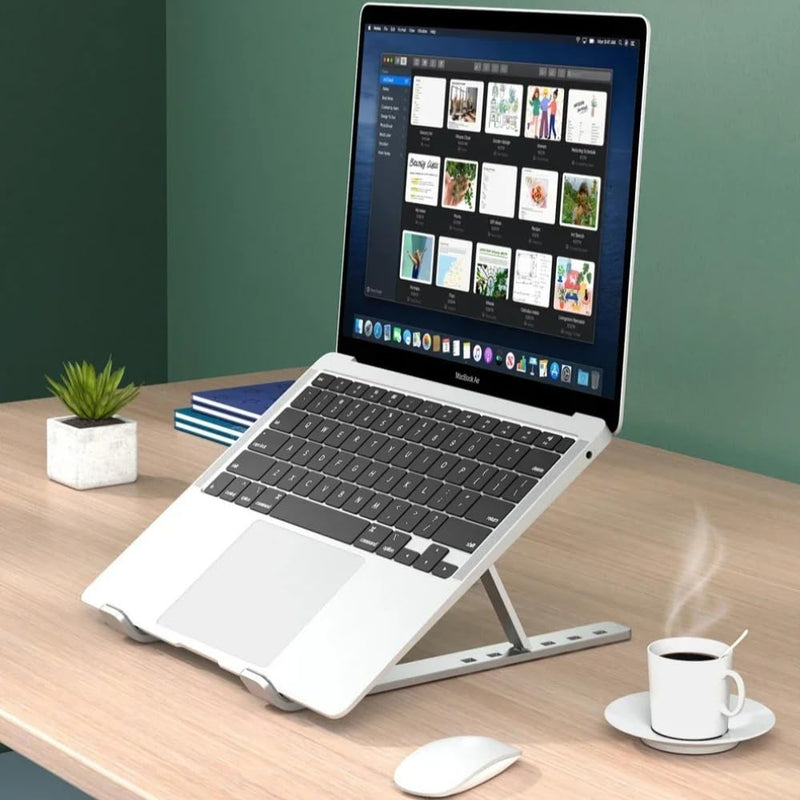 Portable Desktop Laptop Tablet Holder Stand Folding Desk Lazy Bracket for iPad MacBook Air Lenovo Redmi Book Galaxy Tab Notebook (Silver) Silver