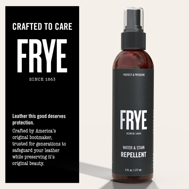 Frye Leather Water & Stain Repellent – 6oz Spray – Non-Aerosol, Made in USA – Protects Leather, Suede & Nubuck – Shields Against Water, Rain, Salt & Spills – Safe on All Colors