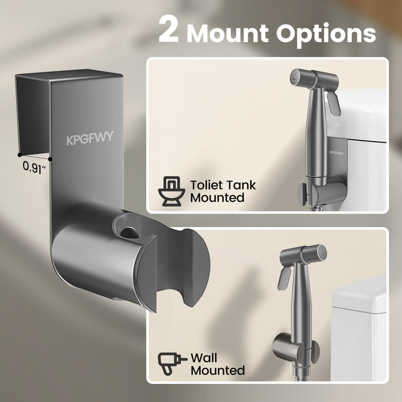 Handheld Bidet Sprayer for Toilet - Adjustable Pressure Stainless Steel Jet Sprayer for Cloth Diaper Cleaning, Feminine Wash & Baby Care, Muslim Shower Hose Kit KPGFWY (Gunmetal Gray) Gunmetal Gray