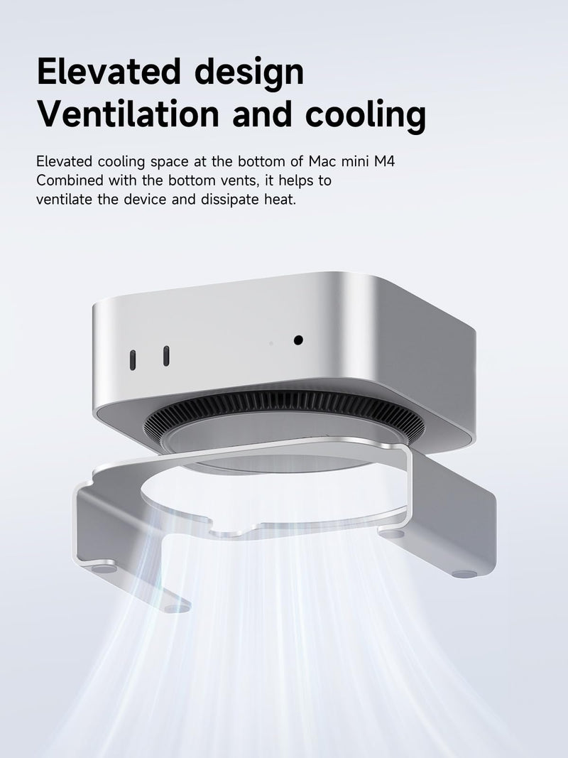 Hagibis Mac Mini M4 Stand Aluminum Alloy Mount for Mac Mini M4/M4 Pro 2024 Ventilation Heat Dissipation Cooling Desktop Holder Accessories (MMS03) MMS03