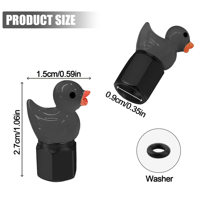 4 Pack Cute Duck tire Valve caps, Glow in The Dark Tire Valve Caps, Interesting and Practical Tire Decoration, Can be Used for Cars, Motorcycles, Trucks, and Bicycles.(Black) black